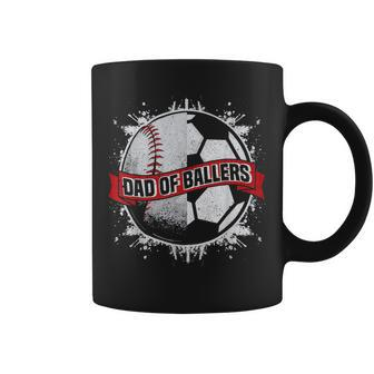 Dad Of Both Baseball Soccer Dad Of Ballers Fathers Day Men Coffee Mug | Mazezy AU