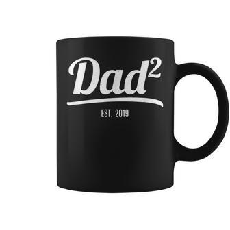 Dad Of Two Est 2019 New Dad Squared Vintage Gift Coffee Mug | Mazezy