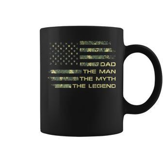 Dad The Man The Myth The Legend Fathers Day Camo Us Flag Coffee Mug | Mazezy