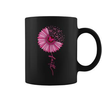 Daisy Faith Flower Pink Ribbon Breast Cancer Awareness Month Coffee Mug - Seseable