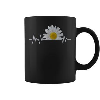 Daisy Flower Daisies Bloom Floral Heartbeat Coffee Mug | Mazezy