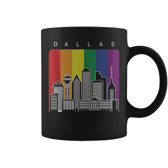 Dallas Texas City Skyline Lgbt Rainbow Flag Gay Pride Coffee Mug | Mazezy