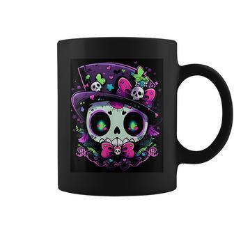 Dance With The Spirits Trendy Halloween Skull 3 Coffee Mug - Monsterry UK