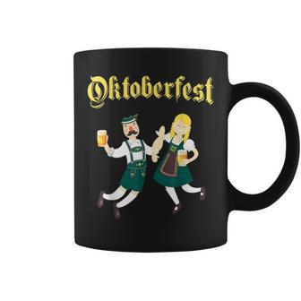 Dancing Barman And Barmaid Drinking Oktoberfest Coffee Mug - Seseable