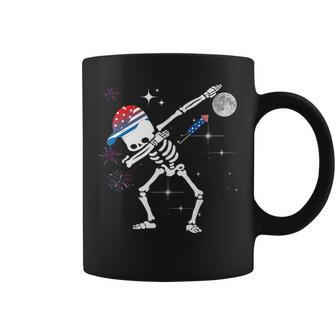 Dancing Dabbing Skeleton 4Th Of July American Flag Skellies Dancing Funny Gifts Coffee Mug | Mazezy