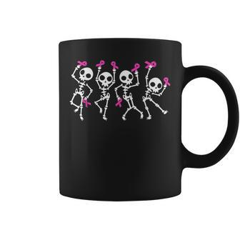 Dancing Skeleton Halloween Pink Ribbon Breast Cancer Coffee Mug - Thegiftio UK