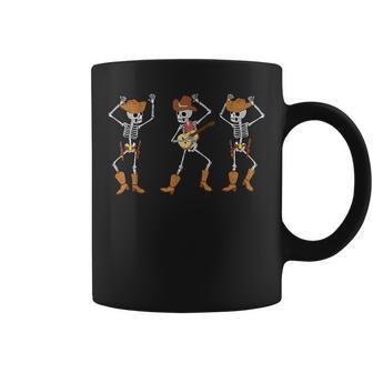 Dancing Skeletons Cowboy Western Halloween Spooky Season Coffee Mug - Monsterry