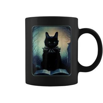 Dark Art Black Cat And Her Magic Book Magic Funny Gifts Coffee Mug | Mazezy