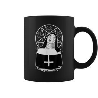 Dark Evil Nun Pentagram Scary Nun Coffee Mug | Mazezy