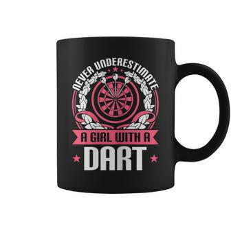 Dart Player Cool Quote Never Underestimate A Girl With Darts Gift For Womens Coffee Mug - Seseable