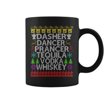 Dasher Dancer Tequila Vodka Ugly Christmas List T Coffee Mug | Mazezy