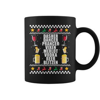Dasher Vodka Blitzen Alcohol Reindeer Ugly Christmas Sweater Coffee Mug | Mazezy