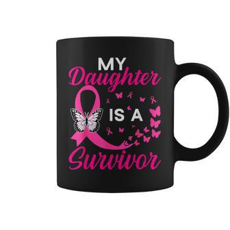 My Daughter Is A Survivor Breast Cancer Awareness Butterfly Coffee Mug - Seseable