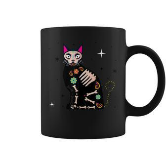 Day Of The Dead Cat Dia De Los Muertos Cat Sugar Skull Coffee Mug - Thegiftio UK