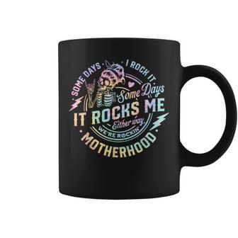 Some Days I Rock It Some Days It Rocks Me Tie Dye Skull Mom Coffee Mug - Seseable