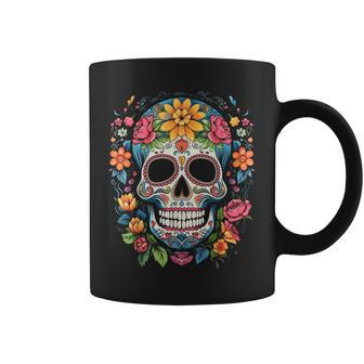 De Los Muertos Day Of The Dead Sugar Skull Halloween Coffee Mug - Seseable