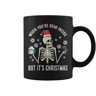 Dead Inside But Its Christmas Skeleton Coffee Xmas Men Coffee Mug - Thegiftio UK