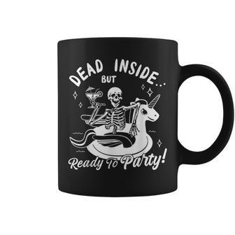 Dead Inside But Ready To Party Skeleton Drinking Tequila Coffee Mug | Mazezy