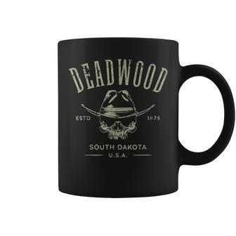 Deadwood South Dakota Usa Distressed Skull Design Souvenir Coffee Mug - Thegiftio UK