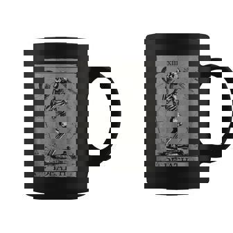 Death Tarot Card Praying Skeleton Halloween Tarot Funny Gifts Coffee Mug | Mazezy