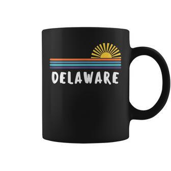 Delaware Home State Pride Retro Vintage Sunrise Coffee Mug | Mazezy