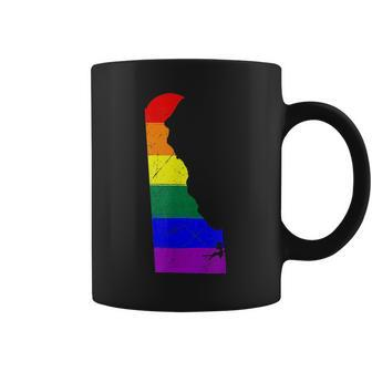 Delaware Silhouette Lgbt Pride Flag Coffee Mug | Mazezy