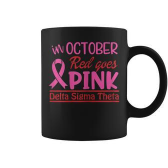 Delta Red Goes Pink Breast Cancer Awareness Coffee Mug | Mazezy