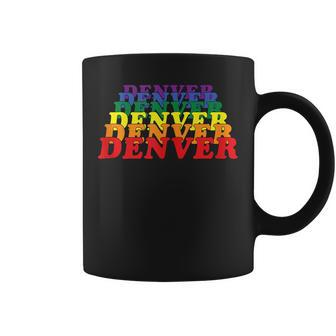 Denver City Gay Pride Rainbow Word Design Coffee Mug | Mazezy