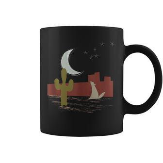 Desert Moon With Cactus Coyote Mesa And Big Dipper Coffee Mug | Mazezy