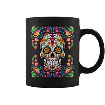 Dia De Los Muertos Day Of The Dead Sugar Skull Mexican Flag Coffee Mug - Thegiftio UK