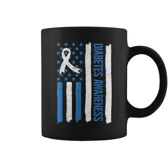 Diabetes Awareness Month American Flag Ribbon Coffee Mug | Mazezy
