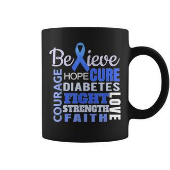 Diabetes Awareness T Blue Ribbon Diabetes Word Coffee Mug | Mazezy