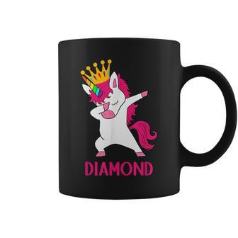 Diamond Personalized Dabbing Unicorn Queen Coffee Mug - Seseable