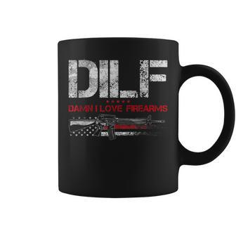 Dilf - Damn I Love Firearms Vintage Gun American Flag Coffee Mug | Mazezy