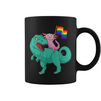Dinosaur Axolotl Gay Pride Rainbow Flag Lesbian Proud Ally Coffee Mug | Mazezy