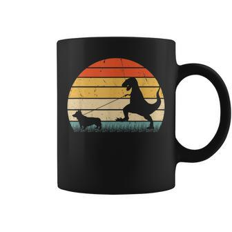 Dinosaur Corgi Dog Breed Silhouette Vintage Funny Boys Kids Coffee Mug | Mazezy