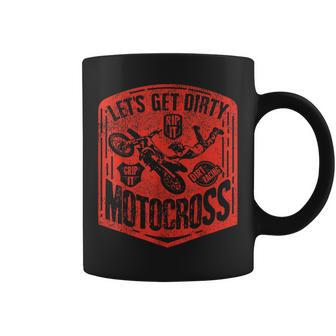 Dirt Bike Motocross Motorcycle Gift Vintage Lets Get Dirty Gift For Mens Coffee Mug | Mazezy