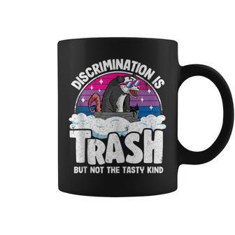 Discrimination Is Trash Opossum Bisexual Pride Bi Pride Coffee Mug | Mazezy