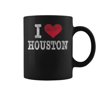 Distressed Retro I Love Houston Souvenir Coffee Mug | Mazezy