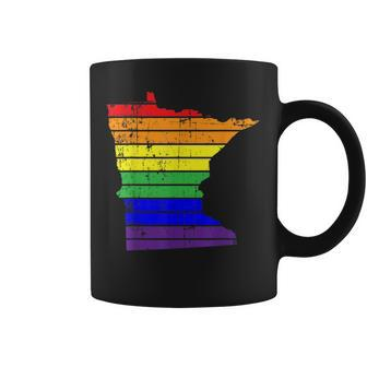 Distressed State Of Minnesota Lgbt Rainbow Gay Pride Coffee Mug | Mazezy