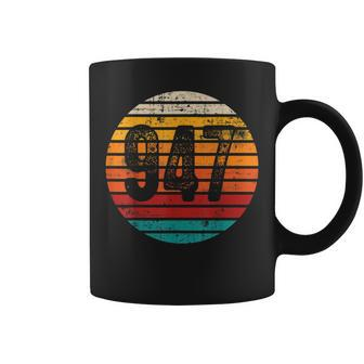 Distressed Vintage Sunset 947 Area Code Coffee Mug | Mazezy