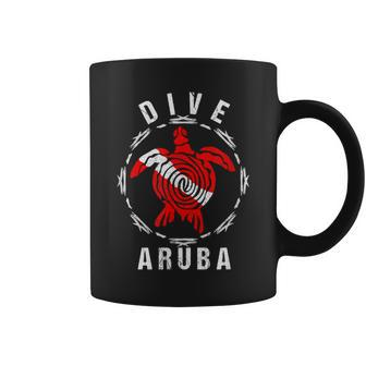 Dive Aruba Vintage Tribal Turtle Coffee Mug | Mazezy