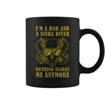 Dive Saying IM A Dad & Scuba Diver Nothing Scares Me Coffee Mug | Mazezy DE