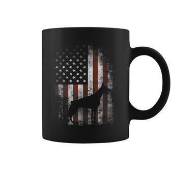 Doberman Pinscher American Flag Patriotic Coffee Mug | Mazezy