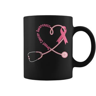 Doctor Nurse Heart Love Pink Ribbon Cute Breast Cancer Coffee Mug - Seseable
