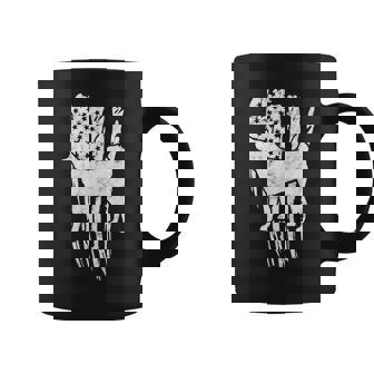 Dog Akita Silhoutte Of An Akita Dog With American Flag Background Coffee Mug - Monsterry
