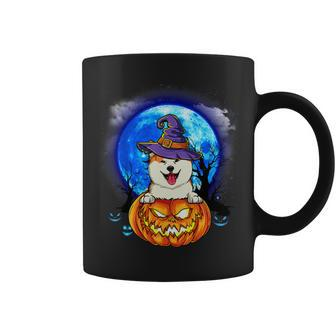 Dog Akita Witch Hat Pumpkin Scary Halloween Dog Lovers Coffee Mug - Monsterry DE