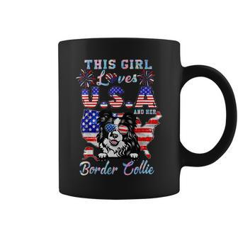 Dog Border Collie This Girl Loves Usa And Her Dog Border Collie 4Th Of July Coffee Mug - Monsterry AU