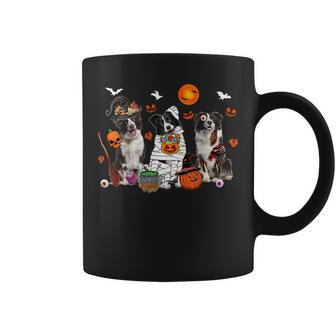 Dog Border Collie Three Border Collie Dogs Witch Scary Mummy Halloween Zombie Coffee Mug - Monsterry