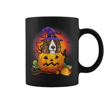 Dog Cocker Spaniel English Cocker Spaniel Witch Pumpkin Halloween Dog Lover Coffee Mug - Monsterry